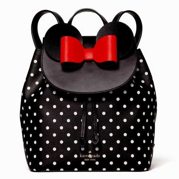 NWT Disney X Kate Spade New York Minnie Mouse Polka Dot Black White Red Backpack - Picture 2 of 11